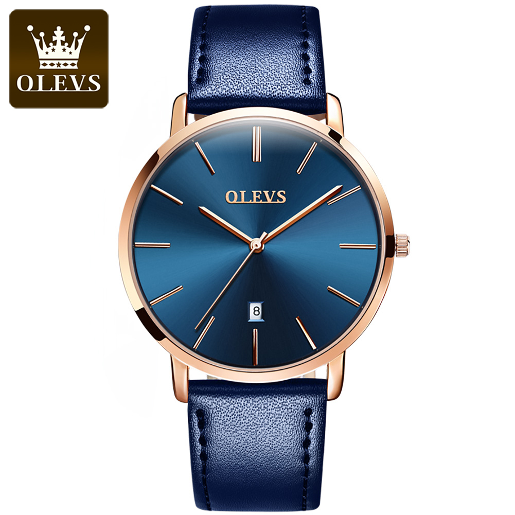 Leather Watch Band Men - Orijinal OLEVS Quartz saat Erkekler için