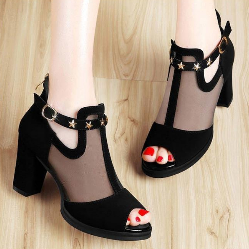 Fileli Peep Toe Blok Topuklu K - Mesh Strap Metal incelemesi ve fiyatı